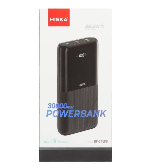تصویر  پاوربانک هیسکا مدل HP-310PD 22.5W ظرفیت 30000 میلی آمپر ساعت