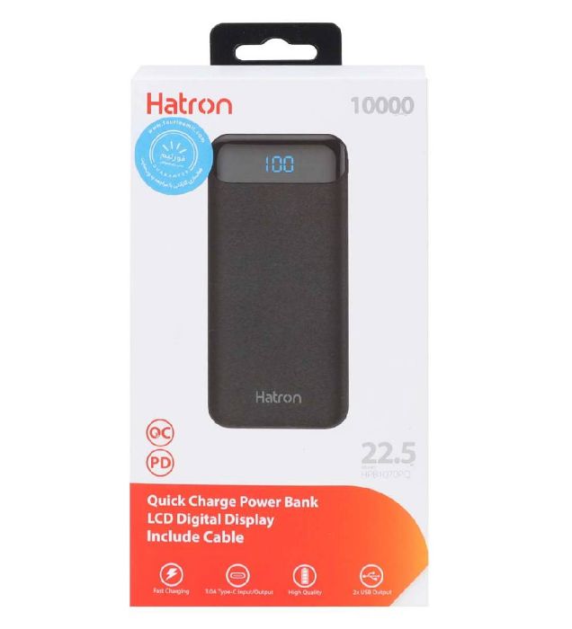 تصویر  پاوربانک هترون مدل HPB1070PQ 22.5W ظرفیت 10000 میلی آمپر ساعت