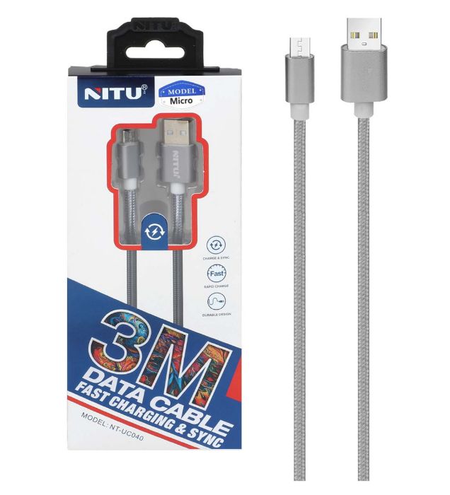 تصویر  کابل شارژ فست 3 متری نیتو اندروید مدل UC040 تصویر  کابل شارژ فست 3 متری نیتو اندروید مدل UC040