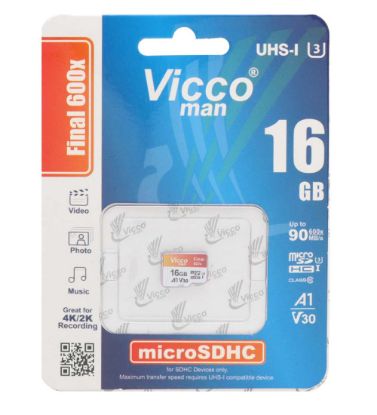 تصویر  کارت حافظه microSDHC ویکومن مدل Final 600X کلاس 10 استاندارد UHS-I U3 سرعت 90MBps ظرفیت 16 گیگابایت