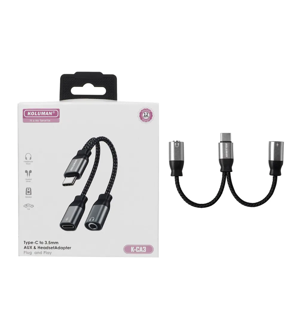 تصویر  تبدیل Type-C به AUX / Type-C کلومن مدل K-CA3