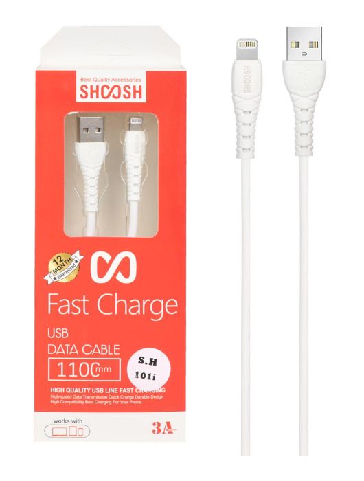 تصویر  کابل شارژ 1.1 متری فست شارژ آیفون شوش مدل SH101i تصویر  کابل شارژ 1.1 متری فست شارژ آیفون شوش مدل SH101i