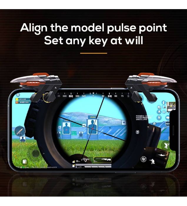 تصویر  دسته بازی موبایل مغناطیسی 6 انگشتی کالاف دیوتی و پابجی ممو مدل AK06