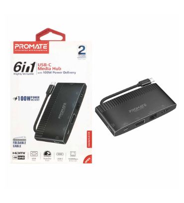 هاب 6 پورت پرومیت Type-C مدل MediaHub-C6