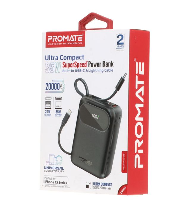 تصویر  پاوربانک پرومیت فست شارژ 35W مدل PowerPod-20 ظرفیت 20000 میلی آمپر ساعت