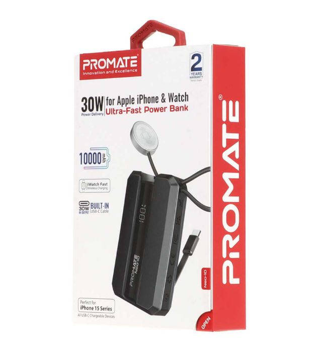 تصویر  پاوربانک پرومیت فست شارژ 30W مدل Neo-10 ظرفیت 10000 میلی آمپر ساعت