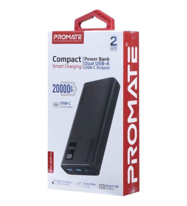 تصویر  پاوربانک پرومیت 10W مدل Bolt-20Pro ظرفیت 20000 میلی آمپر ساعت