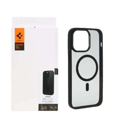 تصویر  قاب گوشی اپل iPhone 14 Pro Max اسپیگن با توری اسپیکر فلزی - مشکی