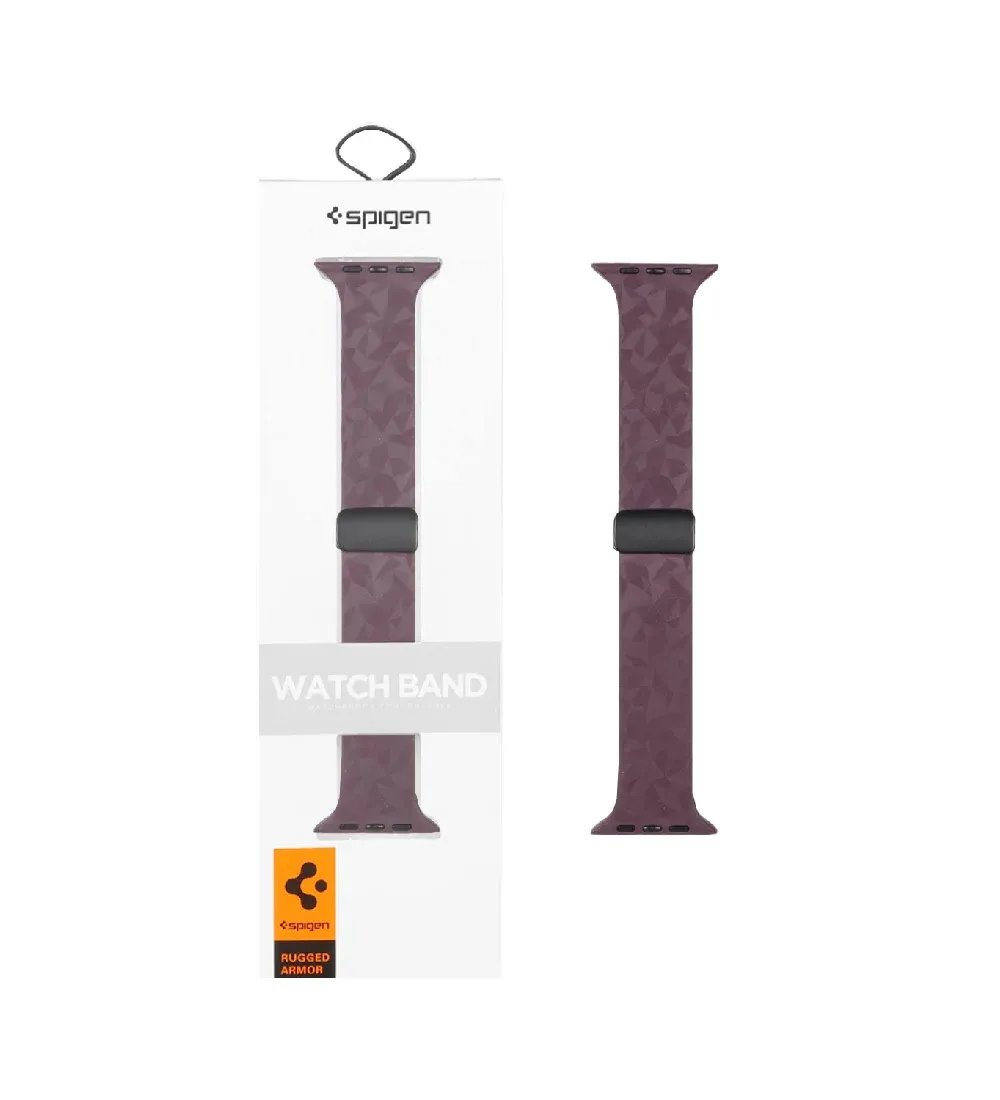 تصویر  بند اپل واچ 42/44/45/49 میلی متری اسپیگن مدل Rugged Armor - زرشکی