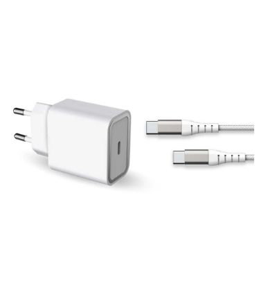 تصویر  شارژر دیواری فورس 25 وات مدل FPLICS25WCBLCCW USB-C PD به همراه کابل 1.2 متری یو اس بی سی به یو اس بی سی