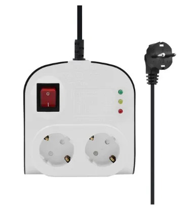 تصویر  چندراهی و محافظ برق دو خانه کلید دار آنالوگ ارت دار پارت الکتریک مدل Part - طول 1.8 متر