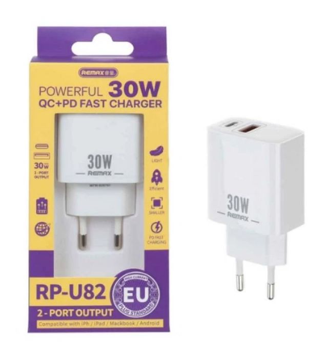 تصویر  شارژر دیواری ریمکس 30 وات مدل RP-U82.QC.PD.Fast تصویر  شارژر دیواری ریمکس 30 وات مدل RP-U82.QC.PD.Fast