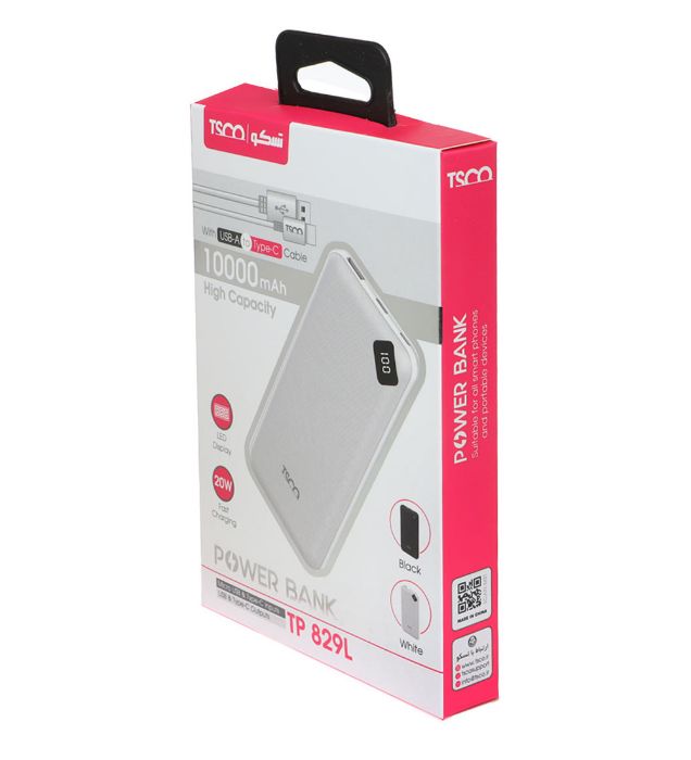 تصویر  پاوربانک تسکو 18W مدل 829L ظرفیت 10000 میلی آمپر ساعت