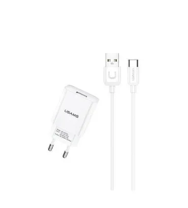 تصویر  شارژر دیواری به همراه کابل تایپ سی یوسامس مدل T21 Charger KIT