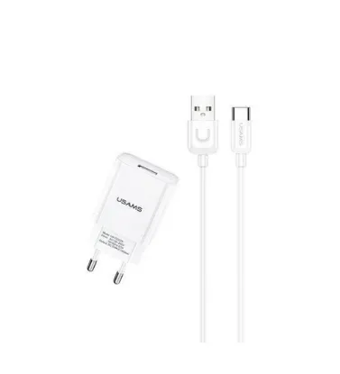 تصویر  شارژر دیواری به همراه کابل تایپ سی یوسامس مدل T21 Charger KIT