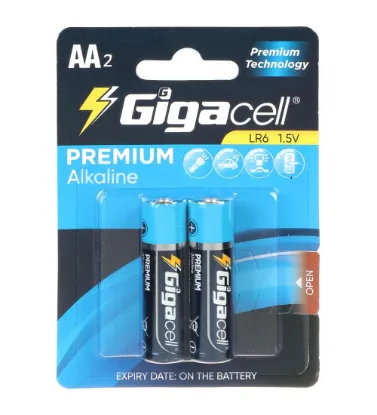 تصویر  باتری قلمی گیگاسل مدل Premium Alkaline LR6 بسته 2 عددی