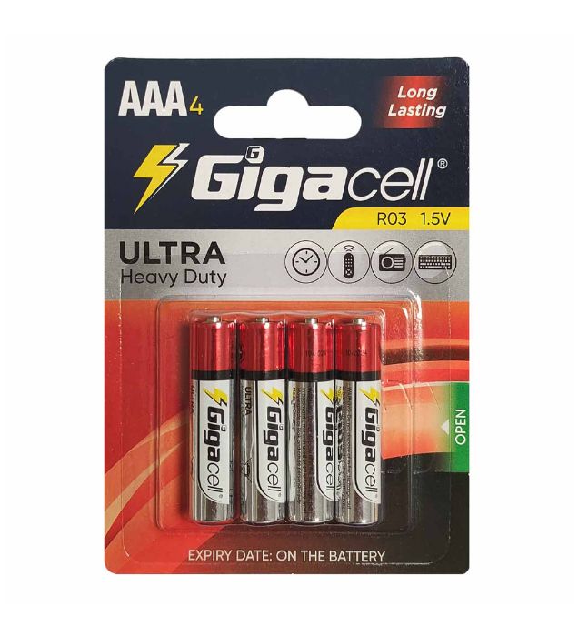 تصویر  باتری نیم قلمی گیگاسل مدل Ultra Heavy Duty بسته 4 عددی