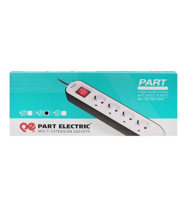 تصویر  چندراهی برق چهار خانه ارت دار پارت الکتریک - طول 3 متر