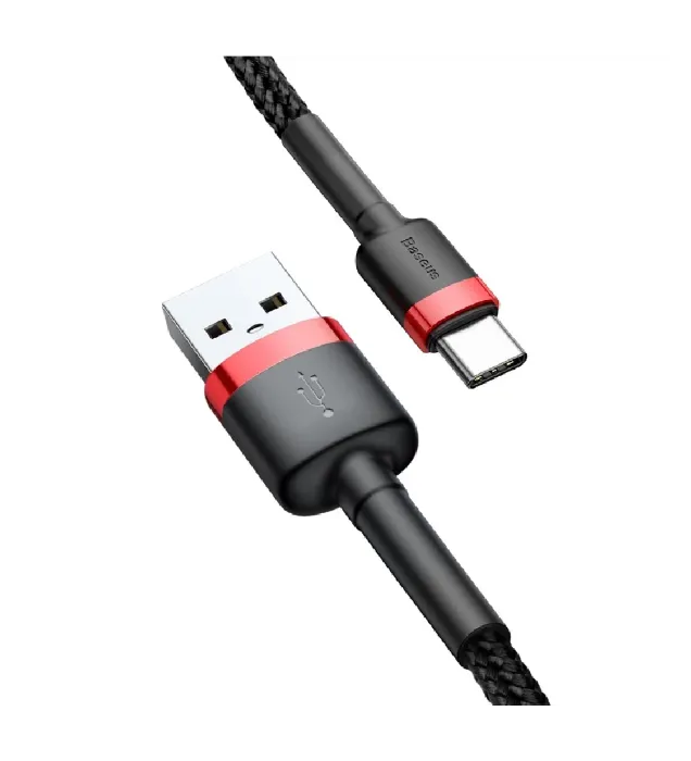 تصویر  کابل تبدیل USB به USB-C باسئوس مدل Cafule Cable A-C 3A CATKLF طول 1 متر