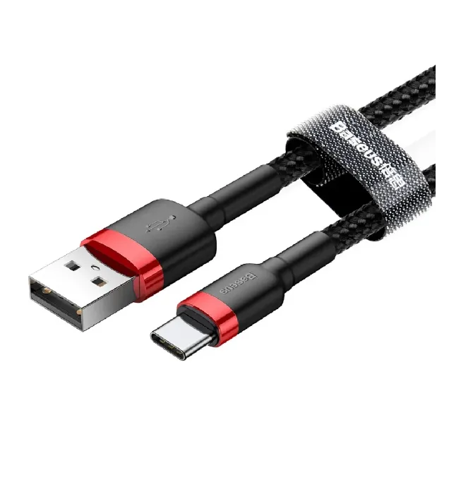تصویر  کابل تبدیل USB به USB-C باسئوس مدل Cafule Cable A-C 3A CATKLF طول 1 متر