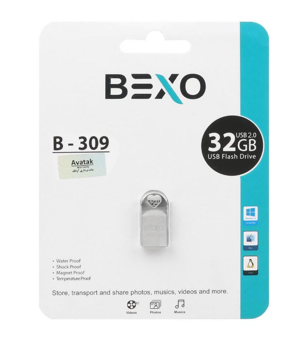 تصویر  فلش مموری بکسو مدل B-309 USB2.0 ظرفیت 32 گیگابایت