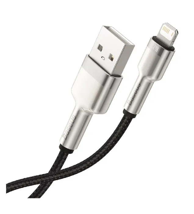 تصویر  کابل تبدیل USB به لایتنینگ باسئوس مدل Cafule Metal Data Cable USB CALJK طول 25 سانتیمتر