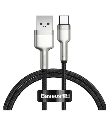 تصویر  کابل تبدیل USB به USB-C باسئوس مدل Cafule Metal Data Cable A-C 66W CAKF000 طول 1 متر