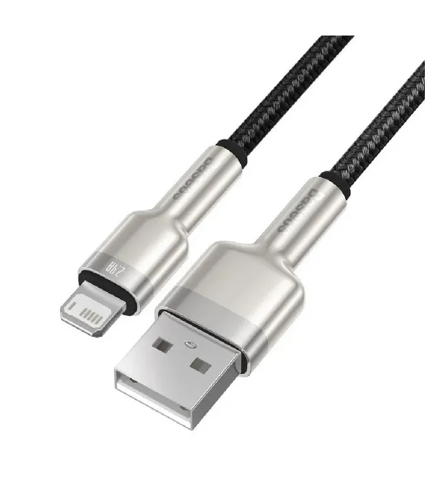 تصویر  کابل تبدیل USB به لایتنینگ باسئوس مدل Cafule Metal Data Cable USB CALJK طول 25 سانتیمتر