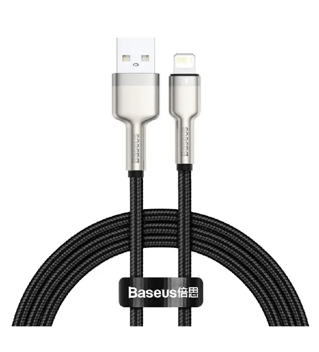تصویر  کابل تبدیل USB به لایتنینگ باسئوس مدل Cafule Metal Data Cable USB CALJK طول 25 سانتیمتر
