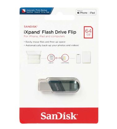 تصویر  فلش مموری سن دیسک مدل iXPand Flip USB3.1 ظرفیت 64 گیگابایت