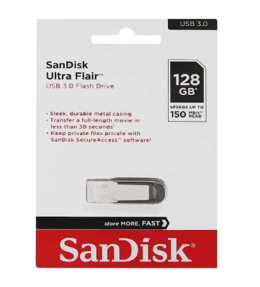 فلش مموری سن دیسک مدل Ultra Flair USB3.0 ظرفیت 128 گیگابایت