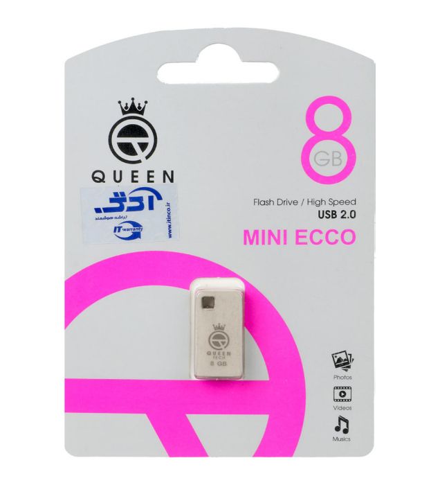 تصویر  فلش مموری کوئین مدل Mini Ecco USB2.0 ظرفیت 8 گیگابایت