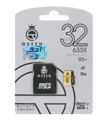 کارت حافظه microSDXC کوئین تک مدل 633X کلاس 10 استاندارد U3 سرعت 95MB/s به همراه آداپتور ظرفیت 32 گیگابایت