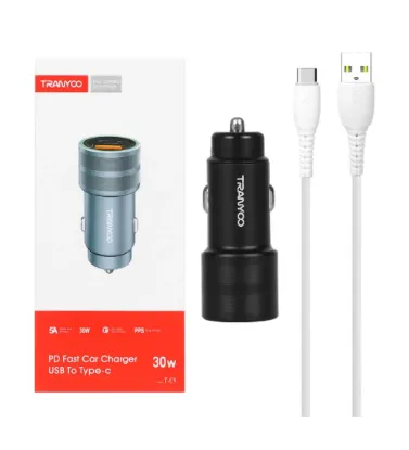 تصویر  شارژر فندکی فست و PD دو پورت ترانیو مدل T-C9 30W به همراه کابل شارژ Type-C