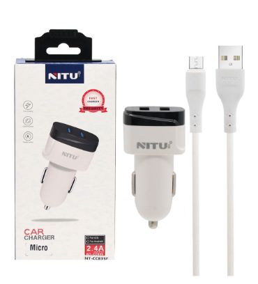 شارژر فندکی فست 12W دو پورت نیتو مدل NT-CC835F به همراه کابل میکرو یو اس بی