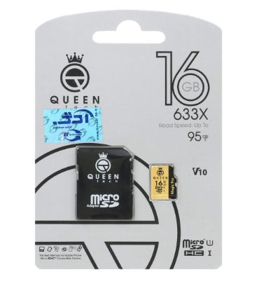 کارت حافظه microSDXC کوئین تک مدل 633X کلاس 10 استاندارد U1 سرعت 95MB/s به همراه آداپتور ظرفیت 16 گیگابایت