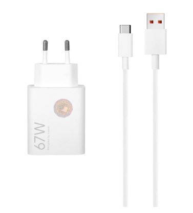 تصویر  شارژر دیواری سرکارتنی فست تک پورت شیائومی مدل MDY-14-EW 67W به همراه کابل Type-C