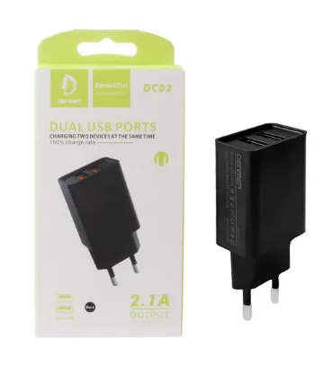 تصویر  شارژر دیواری دو پورت دنمن 10 وات مدل DC02