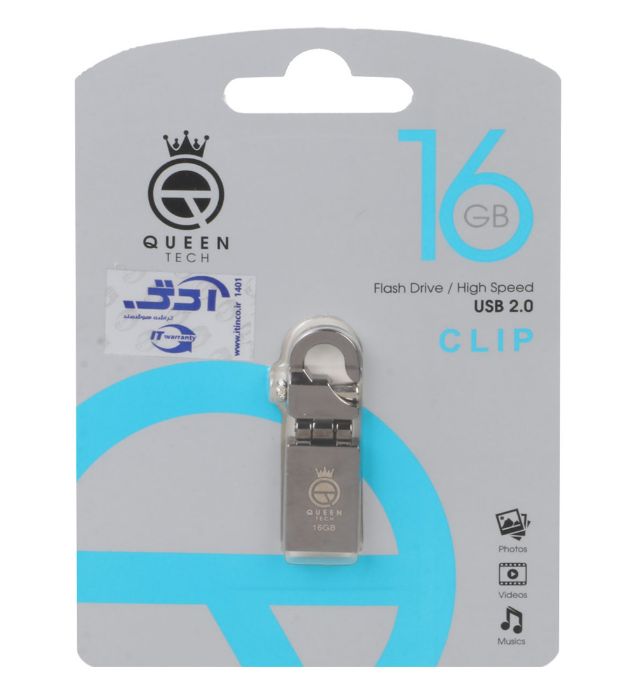 تصویر  فلش مموری کوئین مدل CLIP USB2.0 ظرفیت 16 گیگابایت