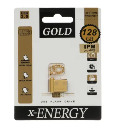 تصویر فلش مموری ایکس انرژی مدل Gold USB3.0 ظرفیت 128 گیگابایت