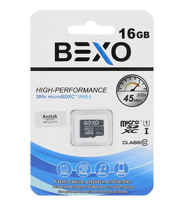 تصویر  کارت حافظه microSDHC بکسو مدل X300 کلاس 10 استاندارد UHS-I U1 سرعت 45MB/s ظرفیت 16 گیگابایت