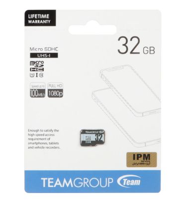 کارت حافظه microSDHC تیم گروپ Class 10 U1 سرعت 100MB/S ظرفیت 32 گیگابایت