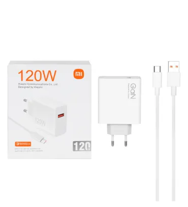 تصویر شارژر دیواری ثانیه شمار 120W فست تک پورت شیائومی مدل MDY-13-EZ به همراه کابل تایپ سی