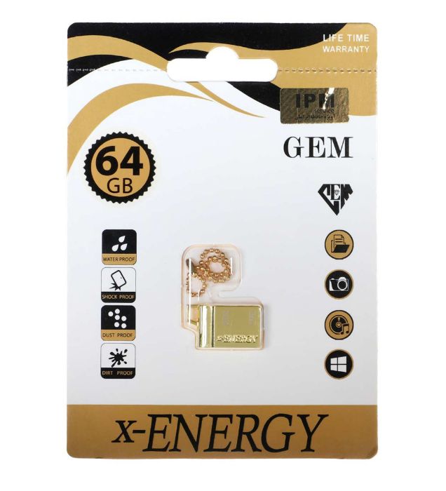 تصویر  فلش مموری ایکس انرژی مدل Golden Gem USB 2.0 ظرفیت 64 گیگابایت