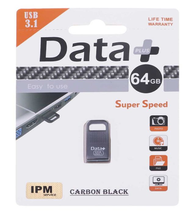 تصویر  فلش مموری دیتا پلاس مدل Carbon Black USB3.1 ظرفیت 64 گیگابایت