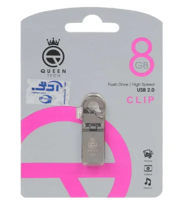 تصویر فلش مموری کوئین مدل CLIP USB2.0 ظرفیت 8 گیگابایت