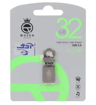 تصویر فلش مموری کوئین مدل Clip USB2.0 ظرفیت 32 گیگابایت