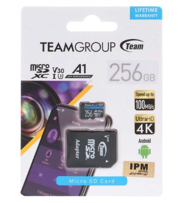 تصویر  کارت حافظه microSDXC تیم گروپ مدل Ultra HD  کلاس 10 U3 سرعت 100MB/Sبه همراه آداپتور ظرفیت 256 گیگابایت