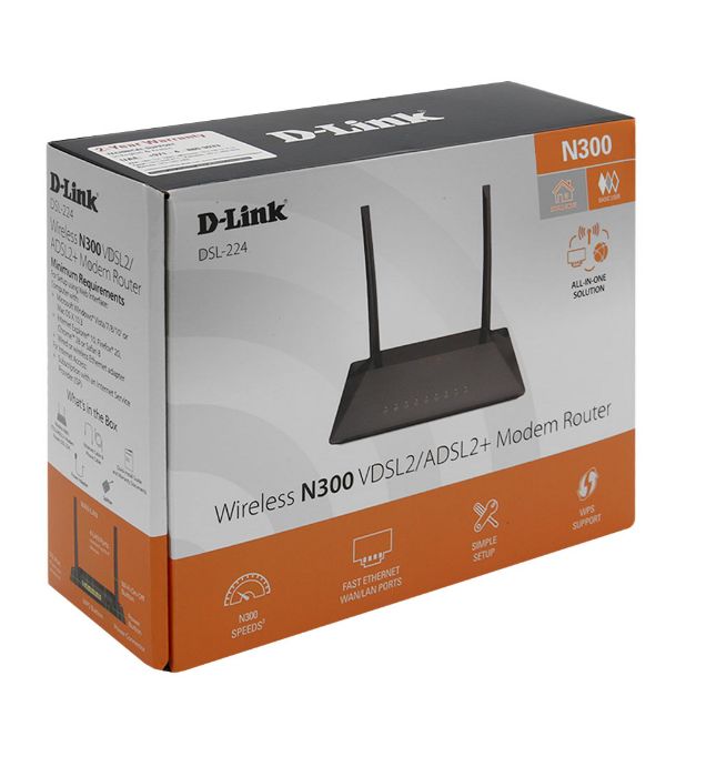 تصویر  روتر مودم بی سیم دی لینک DSL-224 300Mbps VDSL2 N300 4-Port