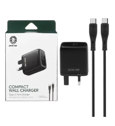 تصویر  شارژر دیواری فست و PD تک پورت گرین لاین به همراه کابل شارژ Type-C مدل GN20UKCCBK 20W